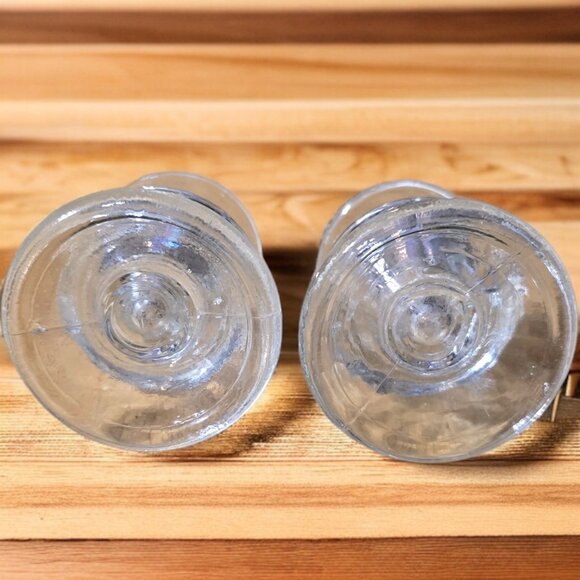 CLEAR DEPRESSION GLASS Vintage Candlestick Holders 2 1/2" Plus 2 Smalle… - Picture 3 of 5